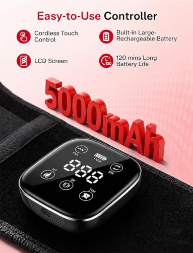 Red Light Therapy Massage Belt, Vibrating Infrared Light Wrap Pad for Body - color: Black With Wireless Control