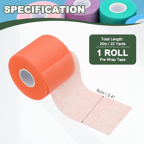 Pre Wrap Tape, Non-Slip Grip Cushion Wrap Prewrap Athletic Tape- Fitting for (Tennis- Badminton - Pickleball - Sports) - color: Orange