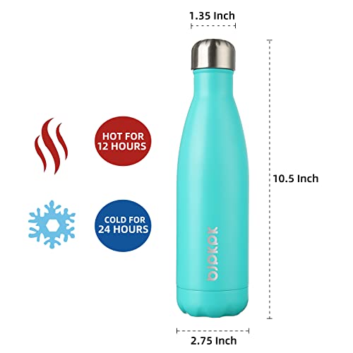 BJPKPK 17 oz Insulated Water Bottle, Stainless Steel Flask, Leak Proof - color: A-Turquoise, size: 17 Ounces