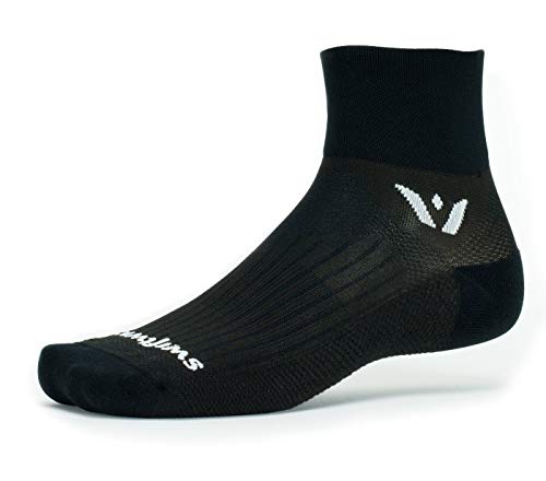 Swiftwick- PERFORMANCE Quarter Crew Running & Cycling Socks, Fast Dry, Cushion Crew Socks - color: Black, size: X-Large