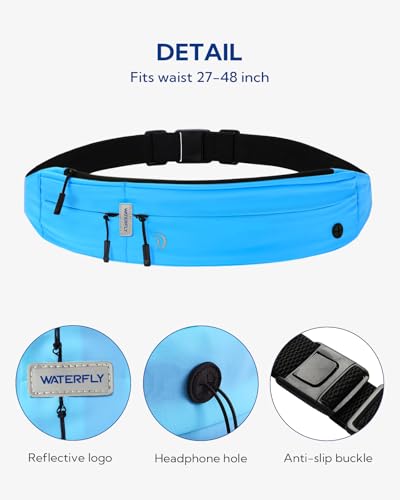 WATERFLY Running Belt Fanny Pack:Phone Holder Belt for Men Women - color: Blue