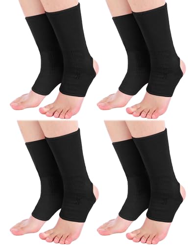 Handepo 4 Pairs Muay Thai Ankle Support Compression Ankle Sleeve, Black - color: Black