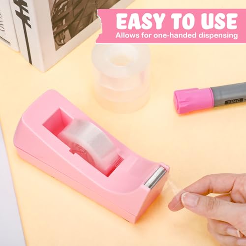 10 Pack Desktop Tape Dispensers Non Slip Base Bulk Set,Pink - size: Pink