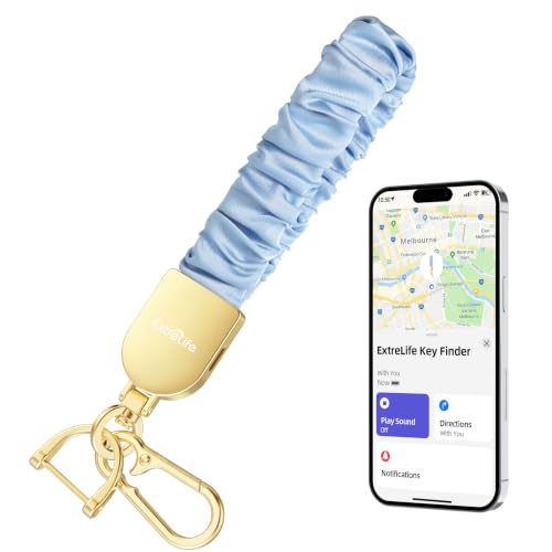 Keychain Wristlet, Works with Apple Find My, Rechargeable - color: Mist Blue