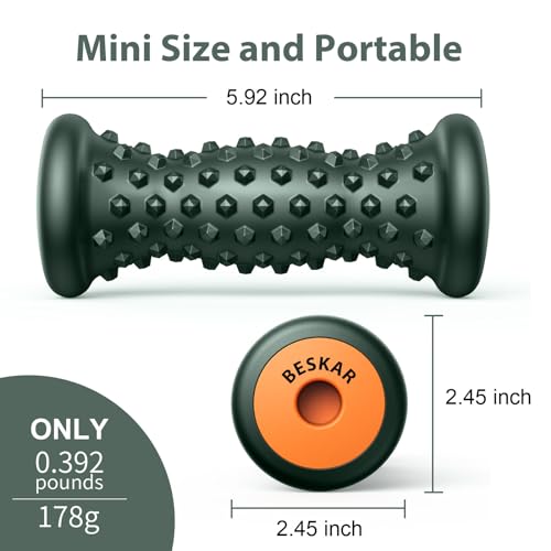 BESKAR 2 Pack Foot Rollers Bundle Deal- Black and Blackish Green, Foot Massage Roller for Relief Plantar Fasciitis