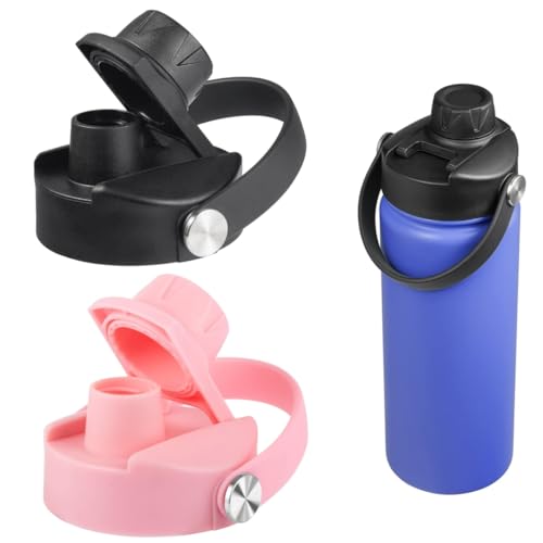 Lid for Hydro Flask 32 40 oz Wide Mouth, Replacement Lids Compatible with Hydro Flask Wide Mouth Water Bottle, Top Spout Lid with Handle, Wide Mouth Lid Chug Cap Accessories - color: Black+Light Pink - 1 Pack