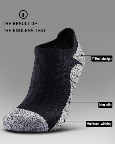 Men's No Show Compression Athletic Socks, Cushioned for Running Hiking - color: Black-8 Pairs, size: Medium