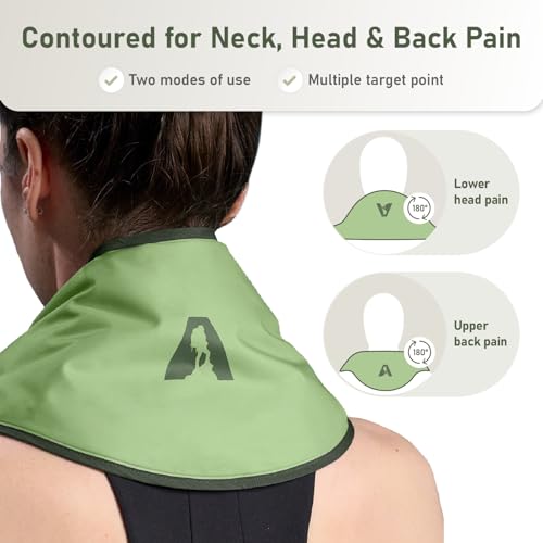Flexible Neck Ice Pack Wrap 8" x 23", Soft Gel, Hands-Free - color: Green