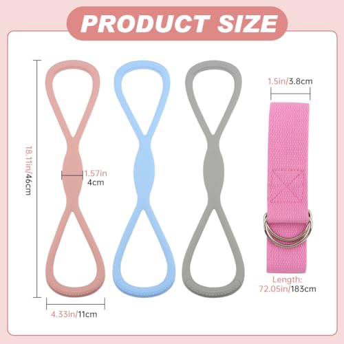 3PCS Figure 8 Resistance Bands Set with Handles, 15/25/35lb, Yoga Band