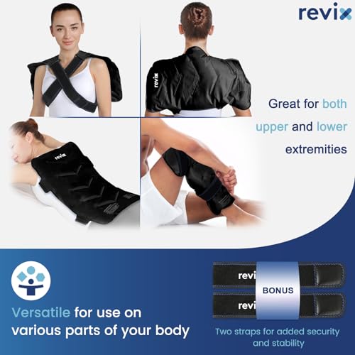 REVIX Extra Large Ice Pack for Back, 13” x 21” Reusable Gel Cold Pack Wrap - color: Black
