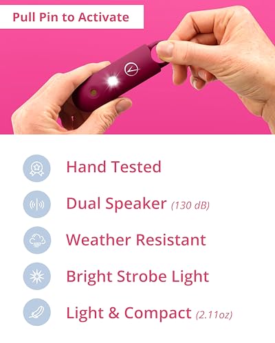 Vantamo Personal Alarm for Self Defense with Low Battery Notice, Strobe Light & Extra Loud 130 dB Double Speakers Safety Keychain Set for Women, Rechargeable Panic Button for Womens Self Defense - color: Mulberry