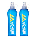 Azarxis TPU Soft Flask Collapsible Water Bottle Running Folding Gel Water Reservoir Handheld for Hydration Pack Hiking Cycling Climbing Jogging Marathon Trail Race - color: #01 Blue - 500 ml - 2-pack