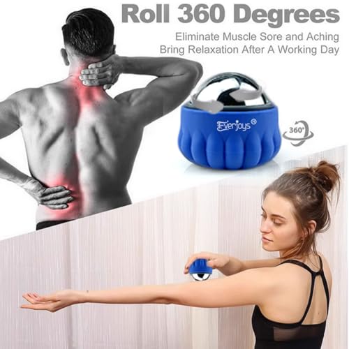 Massage Ice Roller Ball Cold & Heat Therapy Tissue Relief Muscle Recovery - color: Blue and Gray