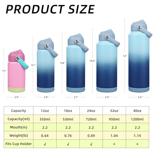 BJPKPK 24oz Insulated Water Bottle, Stainless Steel Bottle with Straw Lid - color: Sky, size: 24 Ounces