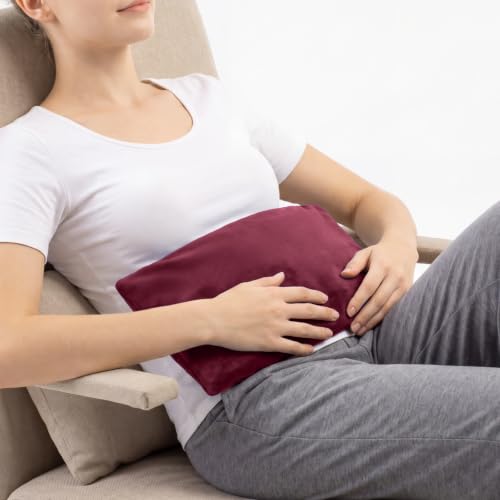 Microwavable Heating Pad with Washable Cover, 8 x 18 Microwave Heating Pad for Neck and Shoulders, Moist Heat Bean Bag Warm Compress for Knee, Joints, Wrist, Abdomen (Wine Red) - color: 8 X 18" Wine Red - 1 Pack