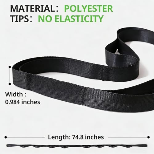 Stretching Strap Yoga Straps 10 Loops Non-Elastic Stretch Band for Pilates, Flexibility, Exercise and Gymnastics,Hamstring, Stretching with Loops for Hamstring, Calf & Back Stretcher Mobility