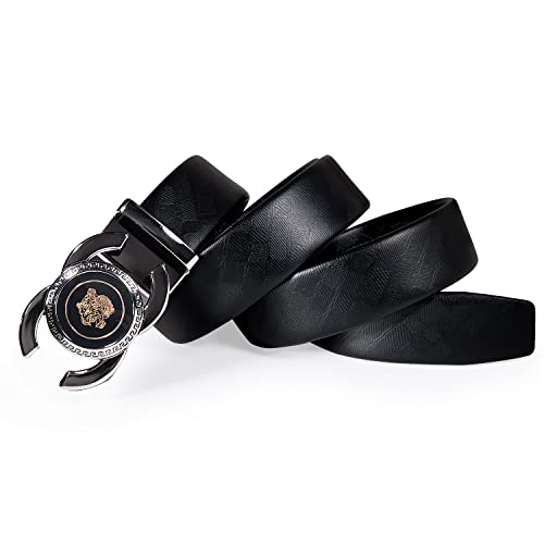 Dubulle Ratchet Belt for Men Leather Adjustable Designer Fashion Buckle - color: Back-to-back C's Tiger, size: Adjustable Fit 35" to 45" Waist