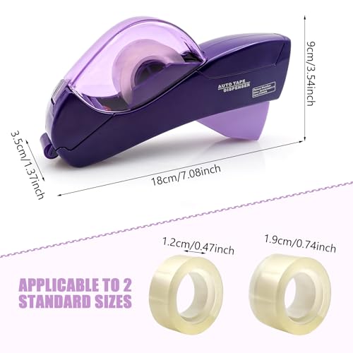 Automatic Tape Dispenser for Wrapping Gifts, Handheld Packaging Tape Dispenser Gun with Cutter, Dispensers for Adhesive Tapes-Purple - color: Purple