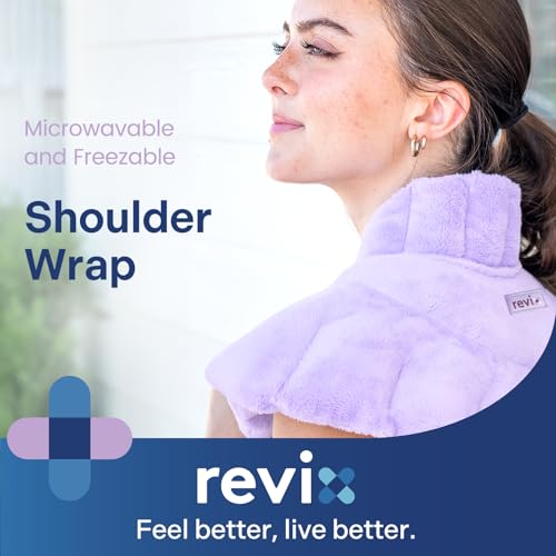 REVIX Microwavable Heating Pad for Neck, Weighted Moist Heat Shoulder Wrap - color: Lightpurple