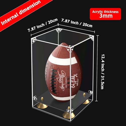 KOLIPI Football Display Case, Full Size Acrylic Football Case, 8x8x12.5 in - size: 8 x 8 x 12.5 inches