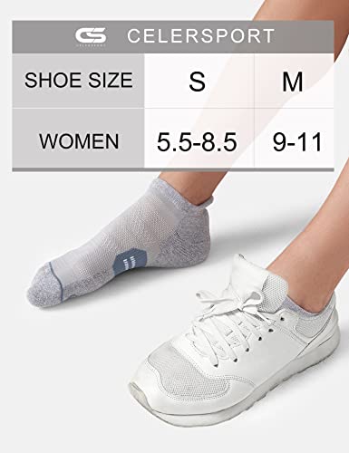 CS CELERSPORT 6 Pack Women's Ankle Running Socks Cushioned Low Cut Tab Athletic Socks - color: White*2+black*2+grey*2, size: Small