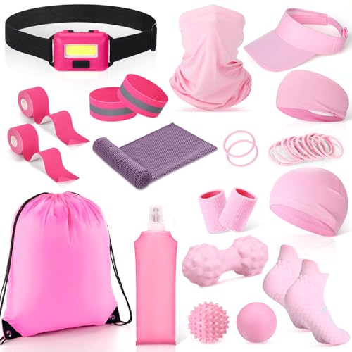 Halloscume 21 Pcs Runner Gift Set Marathon Gifts for Runners - color: Pink