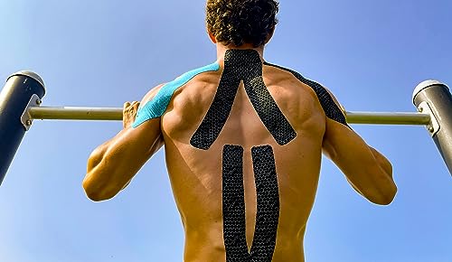 FlexU Kinesiology Tape - Blue, Bulk Pack (140 Pre-Cut 2"x10" I-Strips, 35m) - Sports Athletic Tape for Runners, Crossfit & Gym - Waterproof, Latex-Free - color: Blue Pre-cut