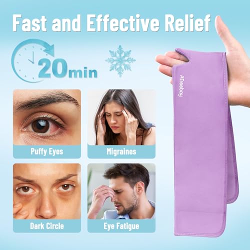 Cooling Eye Mask, Cold Eye Mask for Puffy Eyes, Reusable Ice Eye Masks for Dry Eyes, Relieve Your Migraines and Headaches with Gel Eye Masks Therapy, Long-Lasting Comfort, Purple - color: Purple