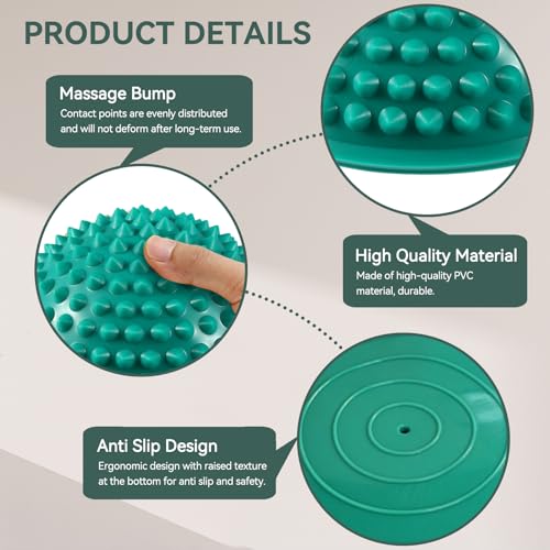 Agatige Foot Massage Ball, Half Round PVC Spiky Foot Wakers Balance Therapy Dome Trigger Point Ball Feet Massage Roller for Yoga Fitness Exercise Gym Massager (Green) - color: Green