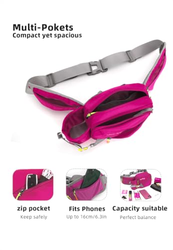 Lightweight Sports Fanny Pack with Bottle Holder,Waist Pack for Hiking,Running,Cycling & Outdoor Adventures (Red) - color: Red