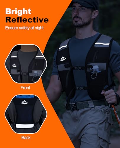 Running Vest for Women Men, Lightweight Breathable Hydration Vest with Large Compartment, Reflective Running Hydration Vest, Run Water Vest for Hiking Cycling Marathon Trail Jogging Race - size: Medium