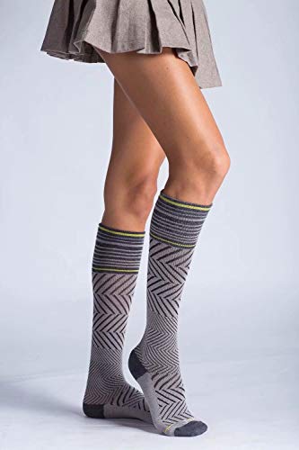 ja vie 76% Merino Wool Graduated Compression Socks for Women & Men (15-20mmHg) - color: Heather Grey, size: Large
