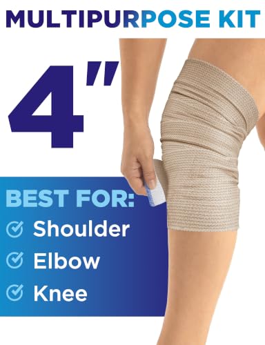 Premium Elastic Bandage Wrap - 4” (2pk) - Self-Closing Compression Bandage - size: 2 Pack, style: Elastic 4in