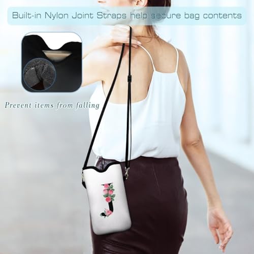 Cell Phone Sleeves Bag Case Crossbody Neoprene Holder Lanyard Phone Pouch for Women Men 7.5 X 4.5 Inches - Letter_J - color: Letter_J