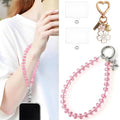 C.J.M.K Beaded Phone Wristband, Lanyard Chain - color: 01-pink