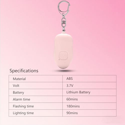 Rechargeable Personal Alarm, 130dB SOS Safety Alarm,LED Light, Security Siren Keychain for Women and Elderly,Security Siren Keychain ,Self Defense Alarm (Pink) - color: Pink