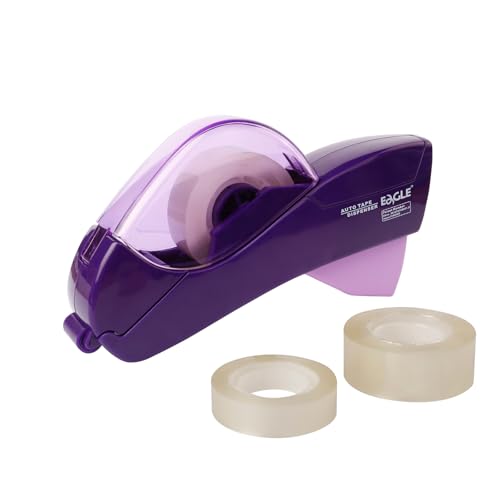 Eagle Automatic Tape Dispenser, Tape Gun, Single Handheld Design, Free 1 Roll of 0.5 Inch (12 mm) and 1 Roll of 0.75 Inch (19 mm) Tapes (Purple) - color: Purple