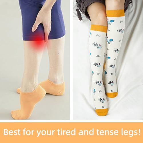 Junely Compression Socks for Women Knee High Stockings Funny Cute - color: Chicken