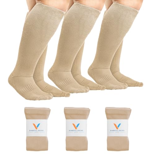 Viasox Tan 3 Pack Compression Socks Women & Men, Circulation Support, 12-15mmHg Neuropathy, M - color: Tan, size: Medium