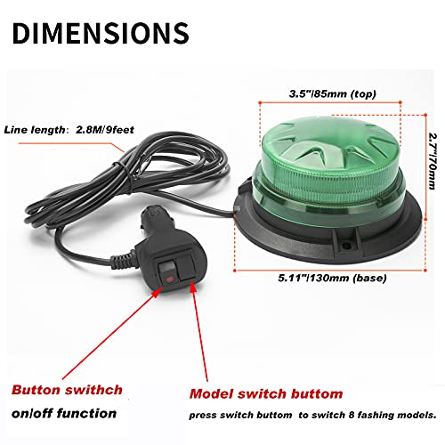 Green Led Emergency Strobe Beacon Lights for Car Vehicles 12V 24V 24-LEDs - color: #4 Green
