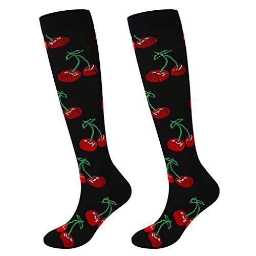 Junely Compression Socks for Women Knee High Funny Socks - color: A1-cherry