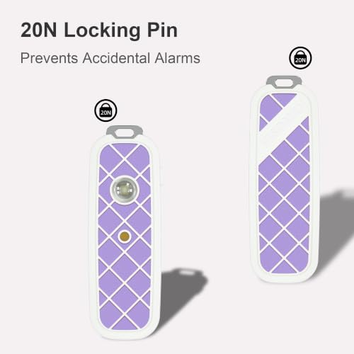 130dB Personal Safety Alarm Keychain for Women & College Girls - 240 Min Siren, Dual Activation (Pin & Button), Locking Pin, LED Strobe, Rechargeable Anti-Slip Grip (Lilac Purple) - color: Lilac Purple