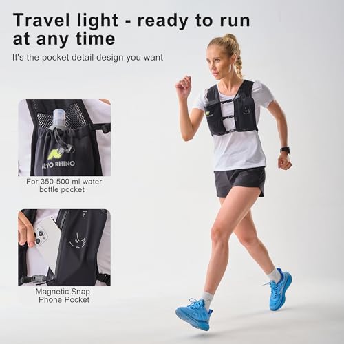 N NEVO RHINO Running Vest with 350ML TPU Soft Flask,Adjustable Chest Straps - color: Black