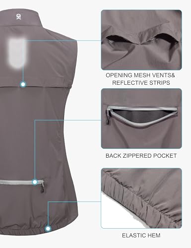 Little Donkey Andy Women's Lightweight Quick Dry Vest Windproof Summer Vest - color: Grey, size: Large