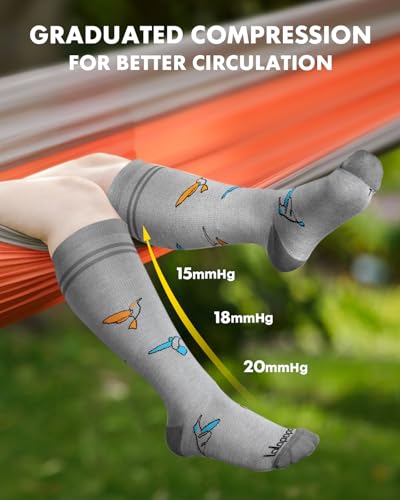 Bamboo Viscose Compression Socks for Women Men - color: Butterfly and Hummingbird, size: Small-Medium