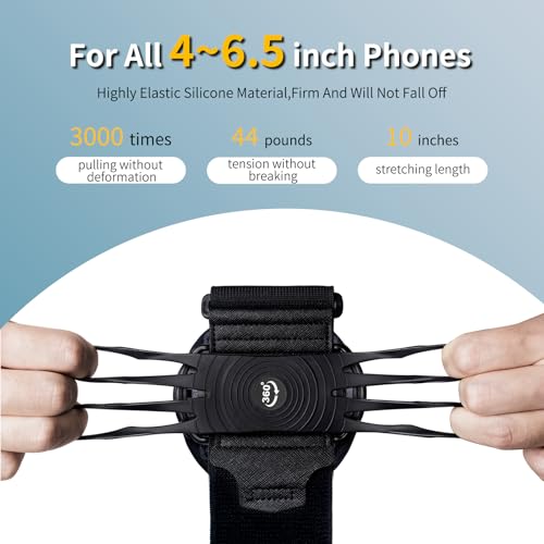 Running Wristband/Armband Phone Holder【360° Rotatable & Upgrade Anti-Drop】 (Black, Large) - color: Black, size: Large