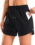 SANTINY Women's 3.5''/5''/7'' Athletic Gym Running Shorts Zipper Pockets - color: Black, size: Medium