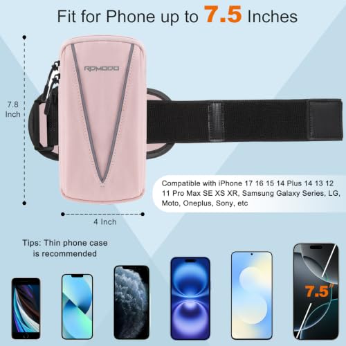 Arm Band for Phone, Water Resistant Armband for Running 7.5" Pink - color: 03 - Pink
