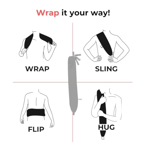 Ribcap Hot and Cold Water Wraps for Pain Relief | Light Grey | Hot Water Bottle with Cover | Extensive Coverage | Hands Free Strap | Lasting Heat & Cold | Leak Proof - color: Light Grey