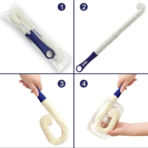 KUWAN Flexible Bottle Cleaning Brush Multi-Function Household Tools Scourer - color: Long-3pcs